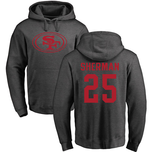 Men San Francisco 49ers Ash Richard Sherman One Color 25 Pullover NFL Hoodie Sweatshirts